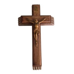 Vintage Wooden Last Rites‎ Wall Cross Crucifix Catholic Sick Call Religious Box